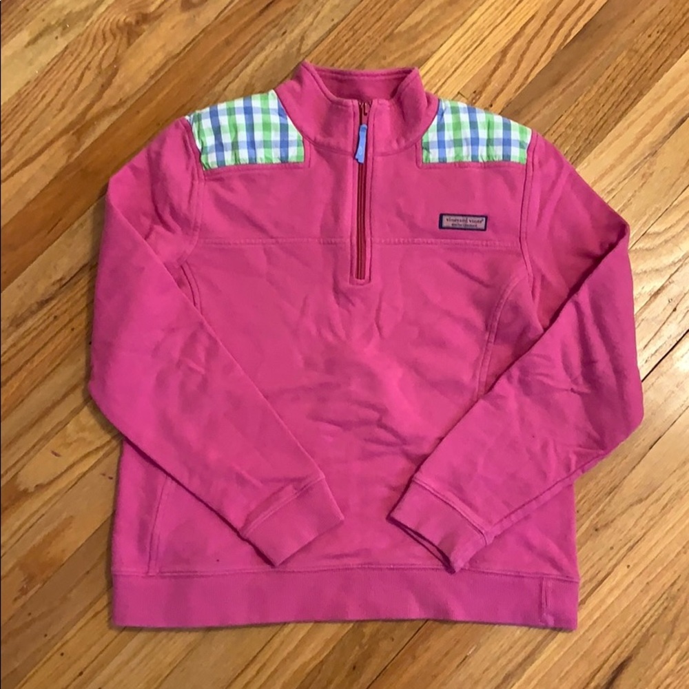 pink vineyard vines quarter zip